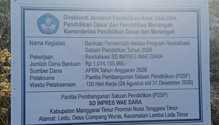 Revitalisasi SDI Wae Dara Disambut Antusias, Kepala Sekolah Apresiasi Pemerintah Pusat dan Daerah