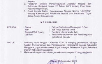 Petrus Masangkat Emban Tugas Baru sebagai Plt Sekda Manggarai